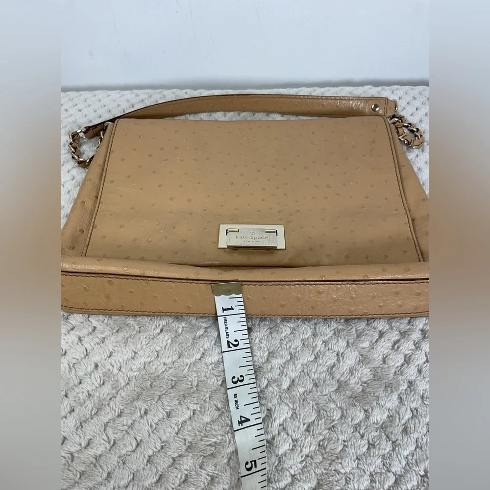 Kate Spade Tan Ostrich Embossed Leather Shoulder Bag